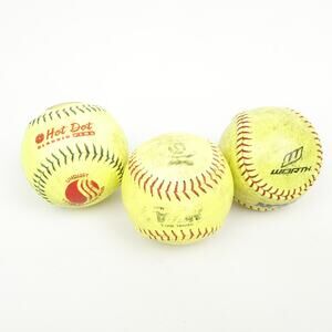 Lot of 3 Softballs Hot Dot Worth ProTac NC125 Training Yellow